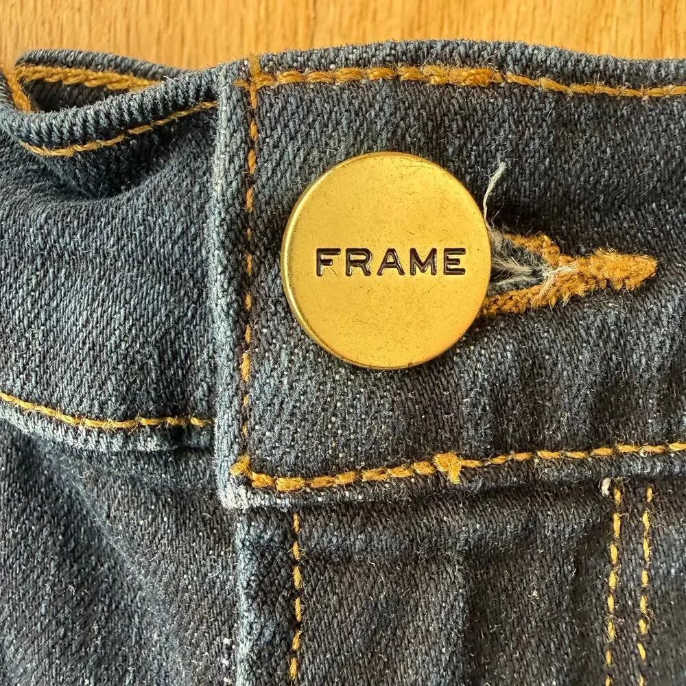 Frame Le Skinny de Jeanne Wellington Stretch Blue Denim Jeans Size 25 Minimal - Picture 10 of 12